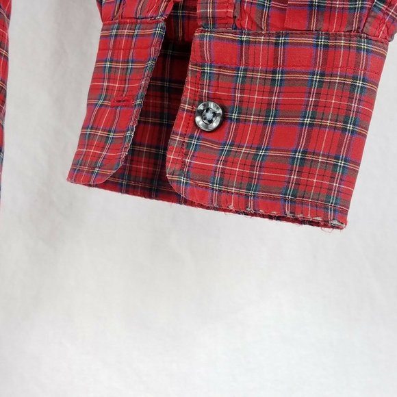 Vtg LL Bean Made in USA Red Tartan Scotch Plaid Check Button Front Shirt, Medium - Picture 5 of 6